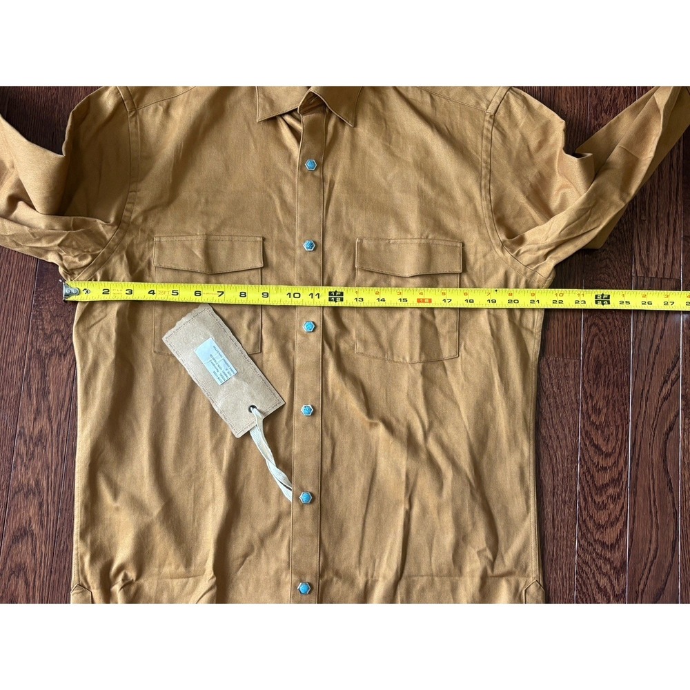 NWT Acorn By Bob Goldfeder Small Western Button Down Brown Turqoise Snap Buttons - Picture 6 of 9